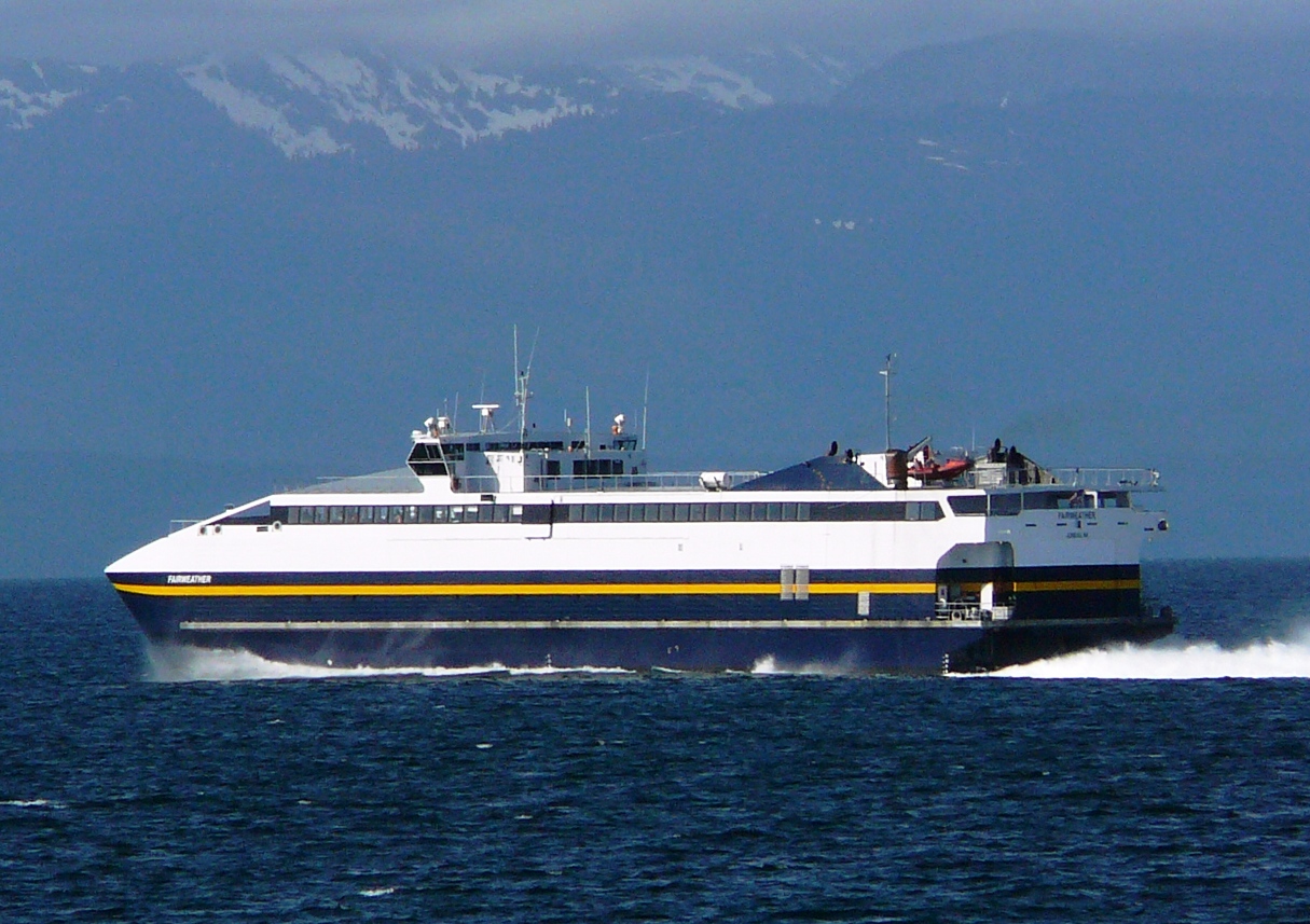 The fast ferry Fairweather sails Chathan Strait. (Photo by Ed Schoenfeld/CoastAlaska) 