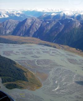 The braided channels of the lower Taku River, east of Juneau. (Photo courtesy Alaska Department of Fish and Game)