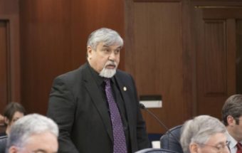House Finance Committee Co-chairman Bill Thomas waits to speak during a House floor session on the operating budget. Image courtesy Alaska Legislature.