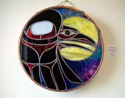 Stained Glass Drum Raven