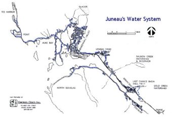 A map of the City of Juneau's water system.