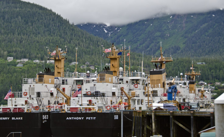 Coast Guard cutters are docked in Juneau this week for the annual Buoy Tender Round-up, a series of training exercises for the Coast Guard. (Photo by Heather Bryant/KTOO)