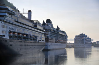Cruise ships in port in Juneau (Photo by Heather Bryant/KTOO)