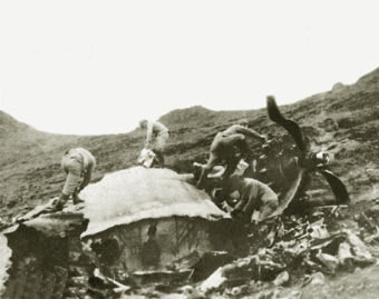 Japanese soldiers at B-24 wreck site.