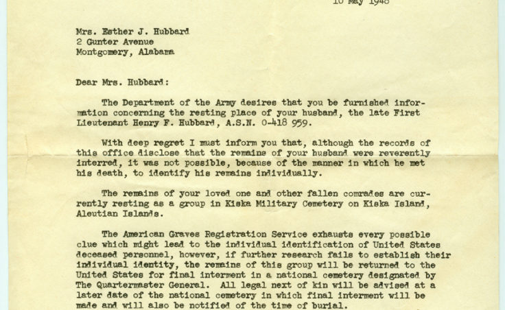 War Department notification letter.