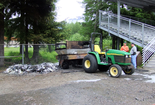 Vandalism at Adair Kennedy Memorial Field in the Mendenhall Valley delayed the turf replacement project. Fire damage to specialized equipment used to lay new turf at Juneauâ's Adair Kennedy Memorial Field has been estimated at $20,000.