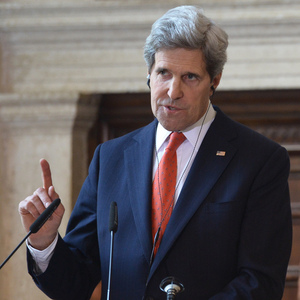 Secretary of State John Kerry during a news conference Thursday in Rome. Alberto Pizzoli/AFP/Getty Images