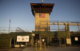 This image reviewed by the U.S. military shows the front gate of "Camp Six" detention facility of the Joint Detention Group at the US Naval Station in Guantanamo Bay, Cuba. Jim Watson/AFP/Getty Images