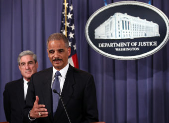 U.S. Attorney General Eric Holder, right, and FBI Director Robert Mueller. Win McNamee/Getty Images