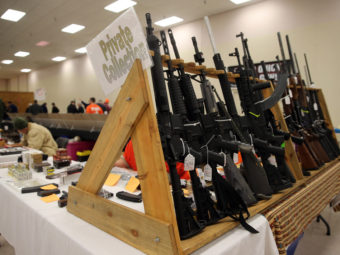 Guns on display at a show in Fort Wayne, Ind., last month. Brian Cassella /MCT /Landov