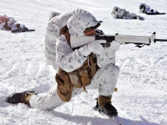 A U.S. Marine taking part in a winter drill in South Korea last month. Jung Yeon-je/AFP/Getty Images