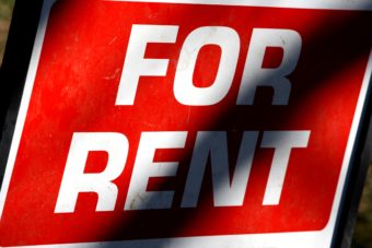 A For Rent sign.