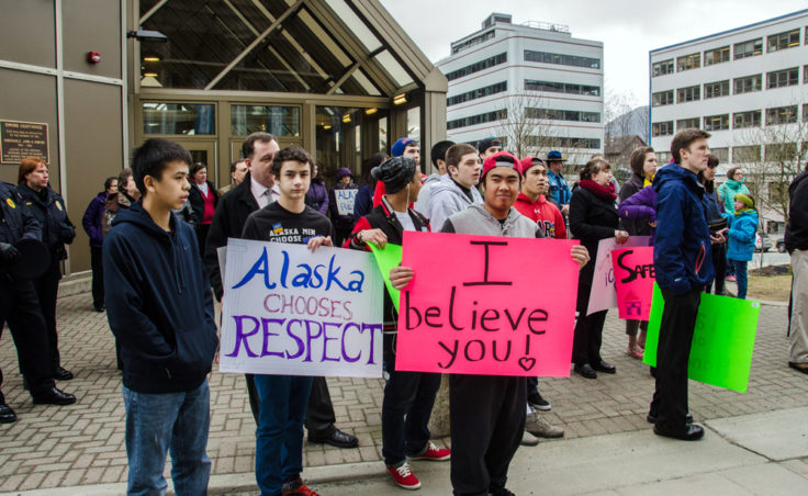 Signs at the rally. (Photo by Heather Bryant/KTOO)