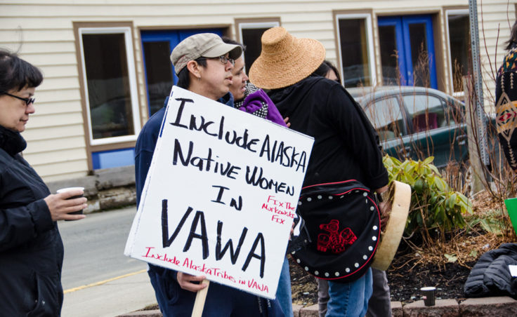 The group handed out letters asking Governor Parnell to speak with Alaska's congressional delegation to fix VAWA. (
