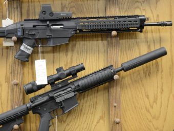 Assault-style rifles on display at Chuck's Firearms gun store in Atlanta. Erik S. Lesser /EPA /Landov