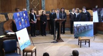 Senators Mark Begich and Lisa Murkowski held a press conference with residents of King Cover to push their support for the road.