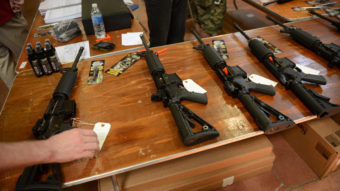 Firearms for sale at a gun show in Annapolis, Md., on April 14. Andrew Harnik /The Washington Times /Landov