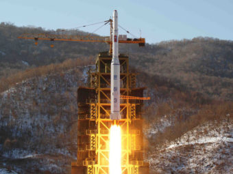 The launch of North Korea's Unha-3 rocket in December in a photo released by the official Korean Central News Agency (KCNA). AFP/Getty Images
