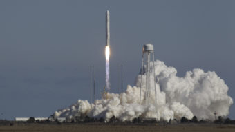 The Antares rocket lifts off from the launchpad at the NASA facility on Wallops Island Va., Sunday, beginning a test mission that has now been deemed a success. The Orbital Sciences Corp. rocket will eventually deliver supplies to the International Space Station. Steve Helber/AP