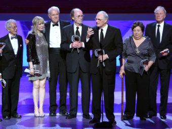 Allan Arbus on the left, with fellow M.A.S.H. stars Loretta Swit, Mike Farrell, Burt Metcalfe, Alan Alda, Kellye Nakahara Wallet and Wayne Rogers at an awards ceremony in 2009. Alberto E. Rodriguez/Getty Images