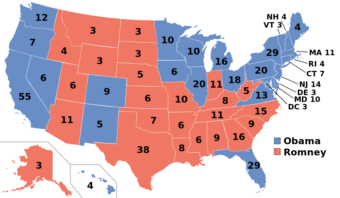 The 2012 Electoral College map.