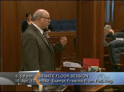 Sen. John Coghill speaks on the bill during the Senate Floor session.