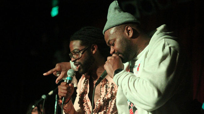 Adrian Younge (left) and Ghostface onstage at the Seattle stop of their tour last week. Erich Donaldson
