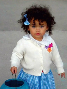 This October 2011 photo provided by Melanie Capobianco shows her adoptive daughter, Veronica, trick-or-treating in Charleston, S.C. The child has been the focus of a custody battle between her adoptive parents and her birth father. Courtesy of Melanie Capobianco/AP