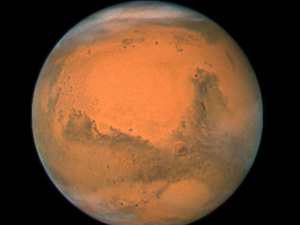 NASA's Hubble Space Telescope took this close-up of the red planet Mars when it was just 55 million miles away in 2007. NASA/UPI/Landov