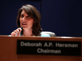 NTSB Chairman Deborah Hersman during Tuesday's hearing. Alex Wong/Getty Images