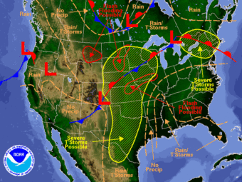 Where the weather is expected to be the worst Wednesday.