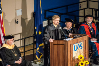 Former KTOO General Manager Charles Northrip was the commencement speaker.