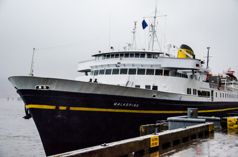 The MV Malaspina docked in downtown Juneau on Saturday for the first time since the ferry terminal moved to Auke Bay.