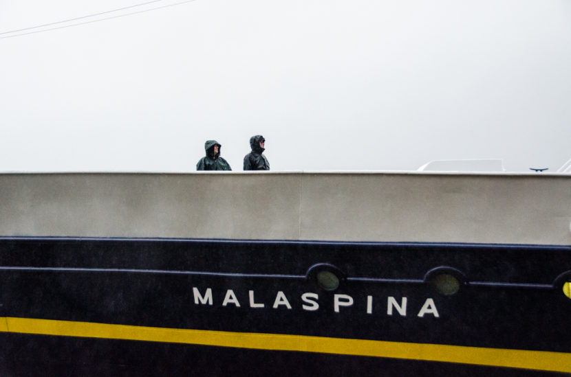 It was pouring rain when the Malaspina docked in Juneau.