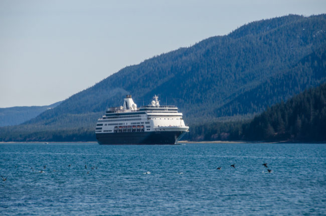 The cruise ship Statendam makes its way up Gastineau Channel.