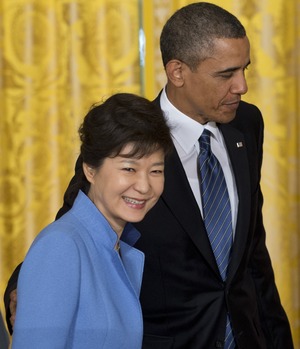 President Obama and South Korean President Park Geun-hye after a news conference at the White House on Tuesday. Saul Loeb/AFP/Getty Images