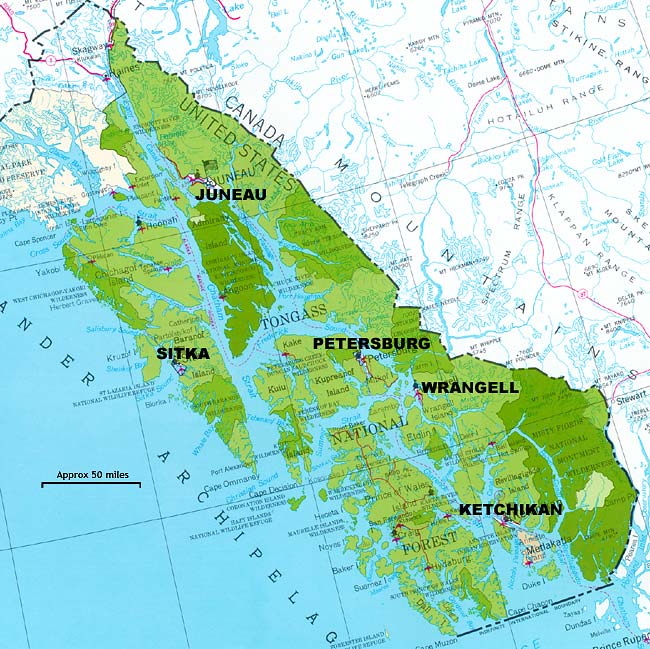 The Tongass National Forest includes most of Southeast Alaska. (Image courtesy U.S. Forest Service).