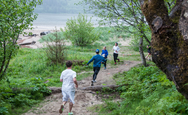Participants ran on the Treadwell trail, on the beach and up and down hills.