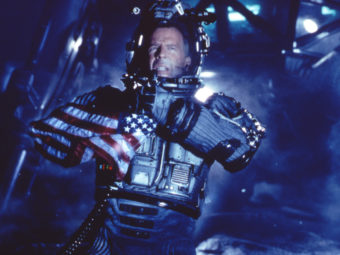 Actor Bruce Willis appears on the surface of an asteroid in a scene from the movie Armageddon. Frank Masi/AP