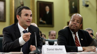 Acting IRS Commissioner Danny Werfel, left, testifies before the House Financial and General Government subcommittee, alongside Treasury Inspector General for Tax Administration J. Russell George. Win McNamee/Getty Images