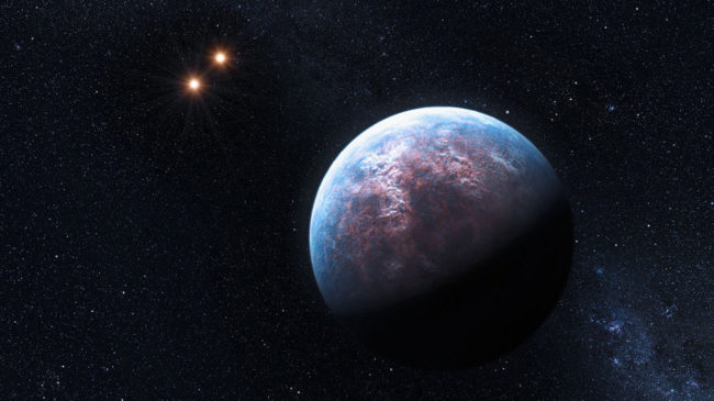 An artist's impression of one of the super-Earth's surrounding the star Gliese 667 about 22 light years from Earth. ESO/L. Calçada