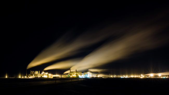 Prudhoe Bay at night on Jan. 28, 2013.