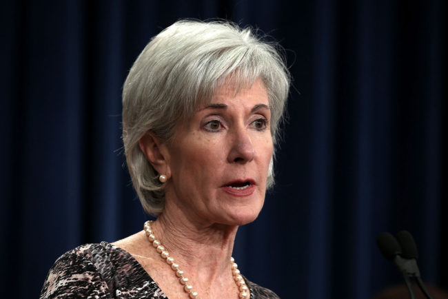 U.S. Secretary of Health and Human Services Kathleen Sebelius speaks during a news conference at the Department of the Treasury on May 31 in Washington, DC. Alex Wong/Getty Images