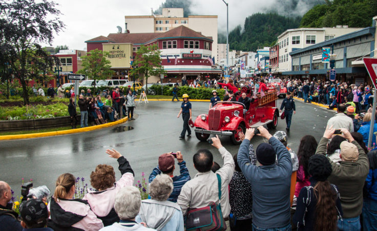 The old Douglas fire truck in the Juneau parade.