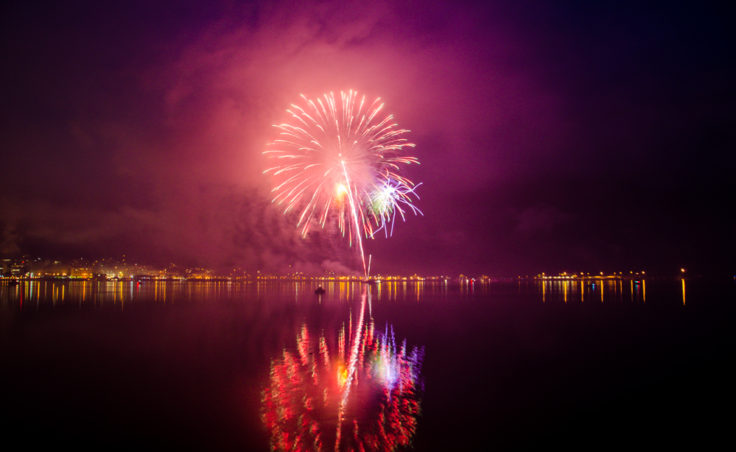 Fireworks over Juneau's harbor.