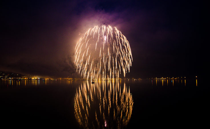 Fireworks over Juneau's harbor.