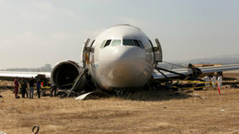 An image provided by the NTSB shows the nose section of Asiana Airline Flight 214, a Boeing 777, at the San Francisco airport where it crash-landed Saturday. NTSB