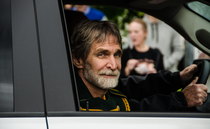 KTOO's Jeff Brown was a Grand Marshall of the Juneau parade