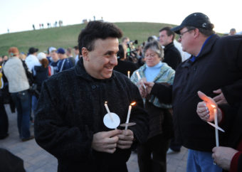 Columbine High School Principal Frank DeAngelis at a candlelight vigil at the Columbine Memorial at Clement Park near Littleton, Colo., in April of 2009. Chris Schneider/AP