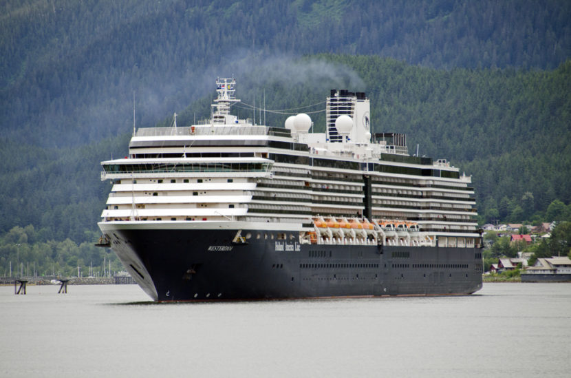 The Holland America Cruise Ship Westerdam prepares to dock in Juneau July 16, 2012. (Heather Bryant/KTOO)